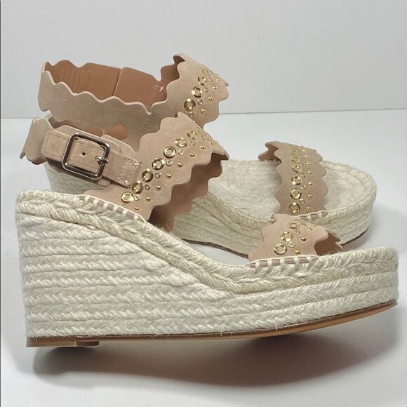Chloe suede Espadrille Platform Wedge Sandals - Picture 7 of 10